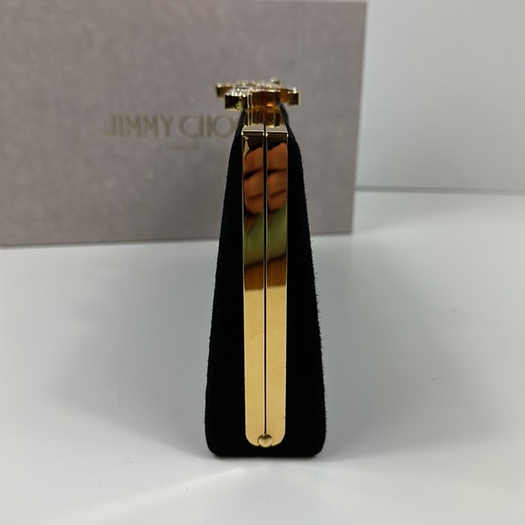 JIMMY CHOO SUEDE CELESTE WITH JIMMY CHOO CRYSTAL CLASP CLUTCH - Picture 7 of 13